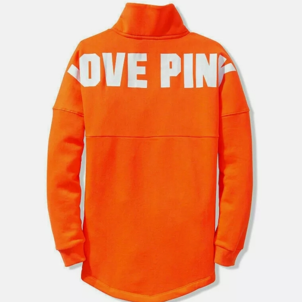 🔥Victoria's Secret Pink Quarter Zip Large Oversized in Aloha Orange NIP🔥